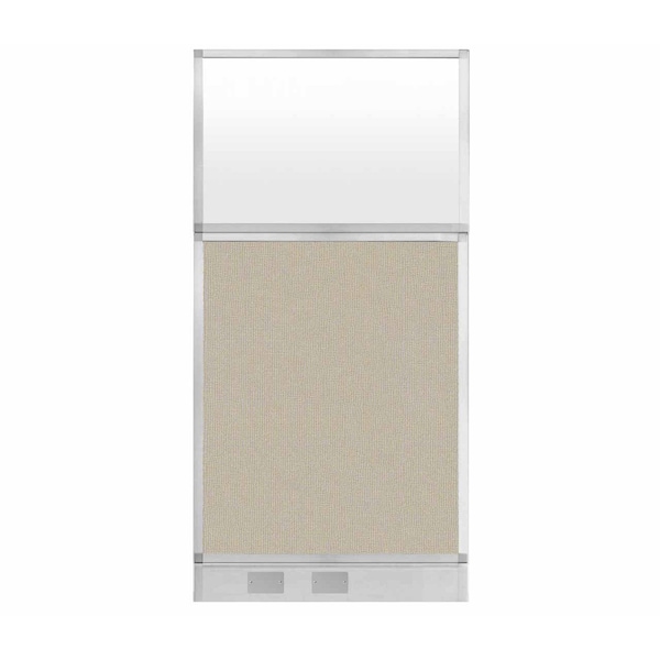 Hush Panel Configurable Cubicle Partition 3' x 6' Sand Fabric Frosted Window w/ Cable Channel